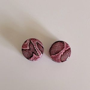 Plastic double flare plugs snake skin pink pattern size 7/16’’ earrings